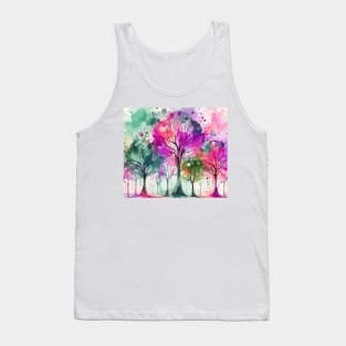 Colorful Pink Pastel Abstract Trees Tank Top